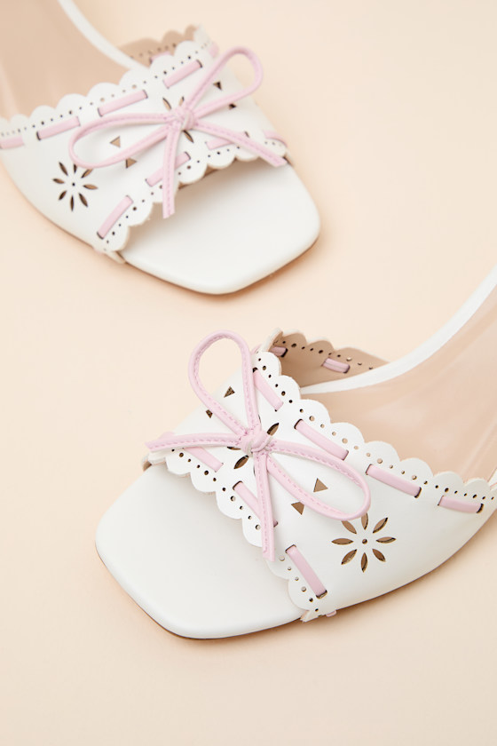 Vivienne White Ankle Strap Low Heel Sandals - thumbnail 6