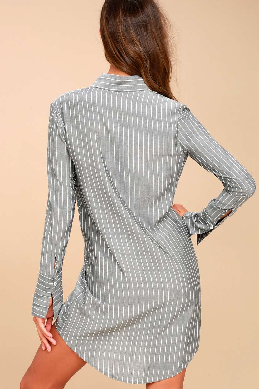 Cute Shirt Dress - Knotted Dress - Long Sleeve Dress - Lulus