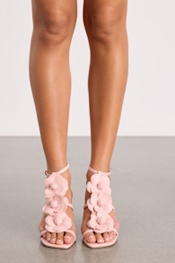 Brenna Blush Floral Applique Strappy High Heel Sandals 1