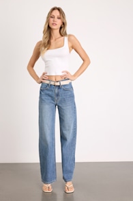 Trendiest Choice Medium Wash High-Rise Wide-Leg Jeans 1