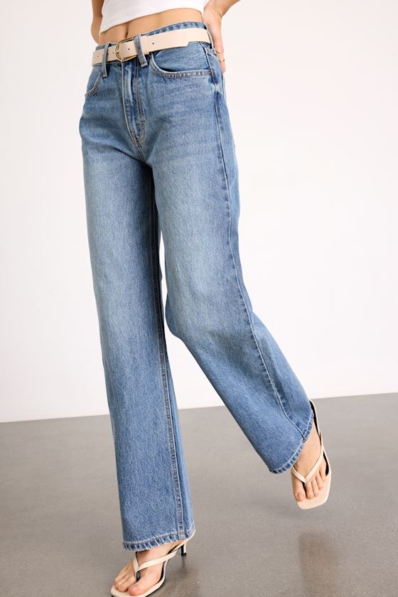 Trendiest Choice Medium Wash High-Rise Wide-Leg Jeans 2