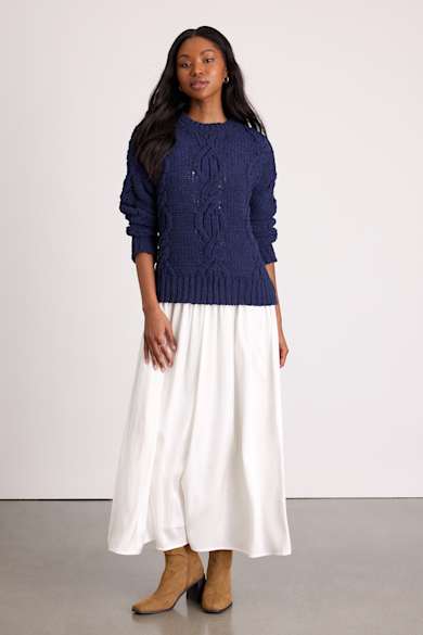 blue velvet wiggle dress Sophie Sweater Dress — Light Blue & Ivory Maxi main image 0