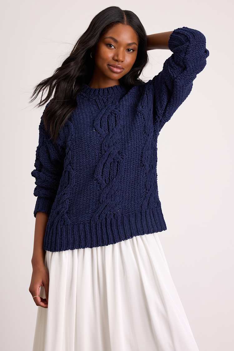 lace up cable knit mixed media off shoulder dress Navy Sweater Maxi - Dress - Drop Waist Dress Material:Elastane