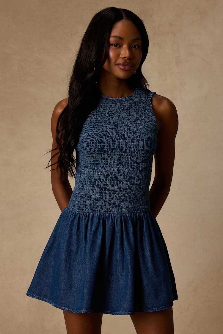 never too much denim mini dress loveimgs Women's Summer Tie Shoulder Sleeveless Ruffle A Line Swing Short Denim Dress (X-Small,Dark Blue) at Amazon Women's Clothing store Color:Pastel Blue Less than price Final Sale Plus Size Complete with a sculpted