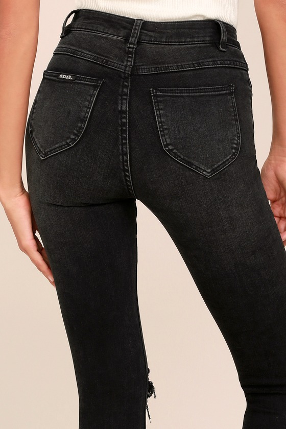 Rollas Westcoast Staple - Washed Black Jeans - Distressed Skinny Jeans