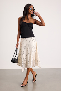 Saprina Ivory Polka Dot Mid-Rise Midi Skirt 2