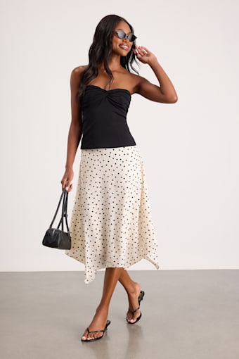 Saprina Ivory Polka Dot Mid-Rise Midi Skirt 2