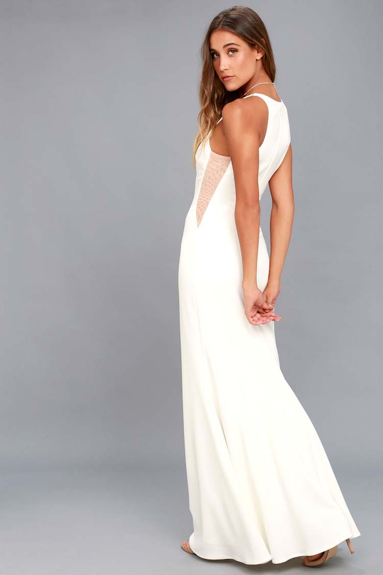 knee length dresses for ladies Lulus Love Garden Ivory 3D Floral Embroidered Strapless Maxi Dress