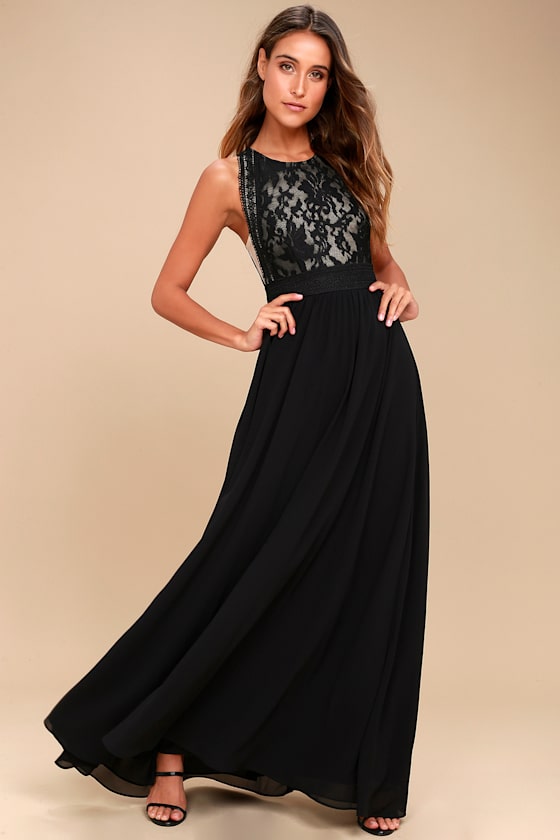 Forever and Always Black Lace Maxi Dress 2