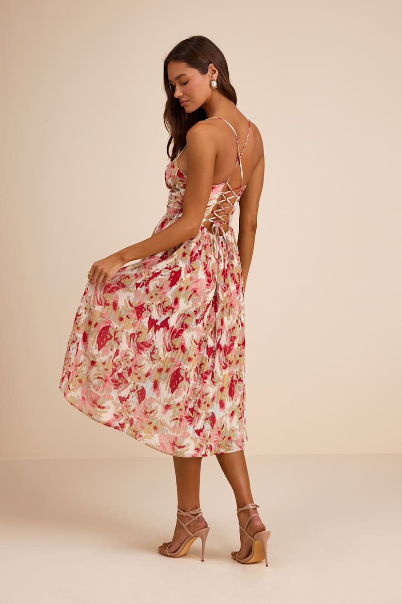 lunaria pleated bustier midi dress ASTR the Label | Lunaria Pleated Bustier Midi Dress in Celery