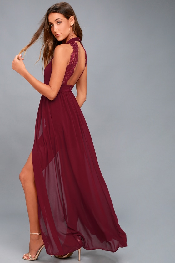 burgundy lace maxi