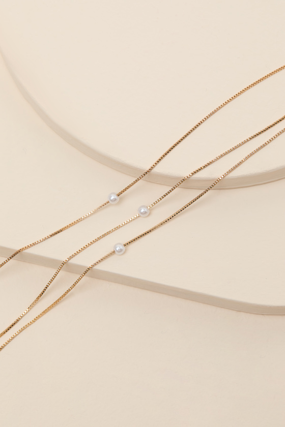 Melania Gold Pearl Layered Necklace - thumbnail 2