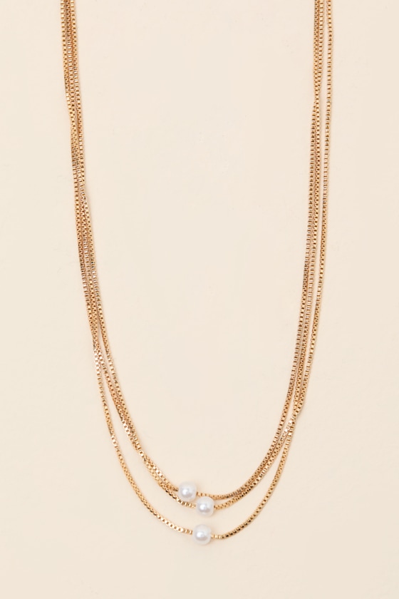 Melania Gold Pearl Layered Necklace - thumbnail 4