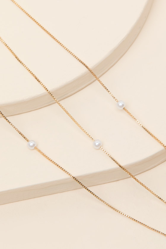 Melania Gold Pearl Layered Necklace - thumbnail 5