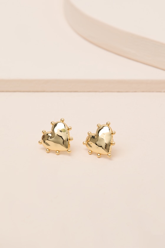 Marlina Gold Studded Heart Earrings