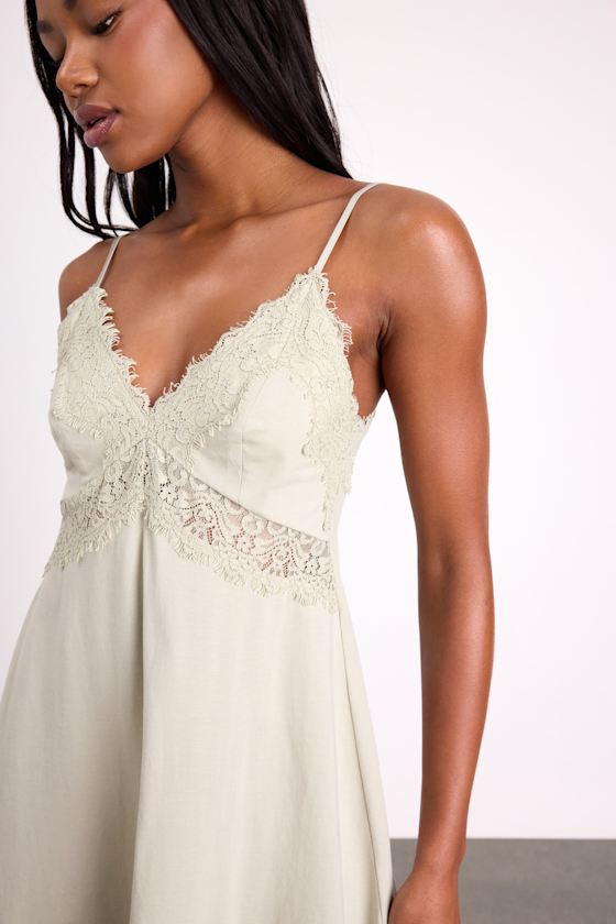 Absolutely Enchanting Sage Lace Lingerie Slip 2