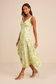 Your Only Darling Green Floral Print Sleeveless Midi Dress 4
