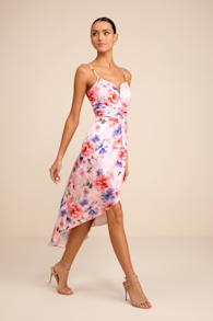 My Favorite Day Light Pink Floral Print Tulip Skirt Midi Dress 4
