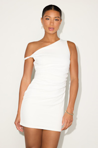 Becca White Twisted One-Shoulder Mini Dress 7