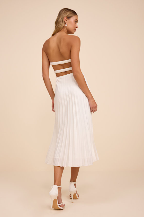 Irelyn White Satin Bustier Midi Dress - thumbnail 4