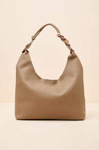 Rainey Taupe Vegan Leather Tote Bag 1