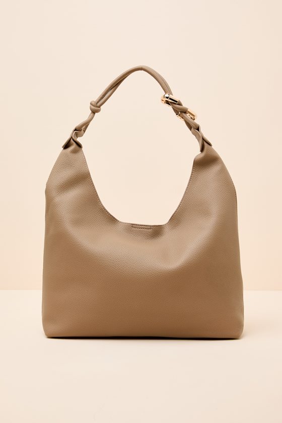 Rainey Taupe Vegan Leather Tote Bag 1
