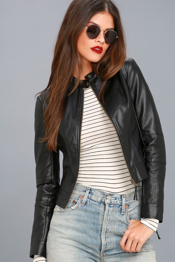 Chic Black Moto Jacket - Black Jacket - Vegan Leather Jacket - Lulus