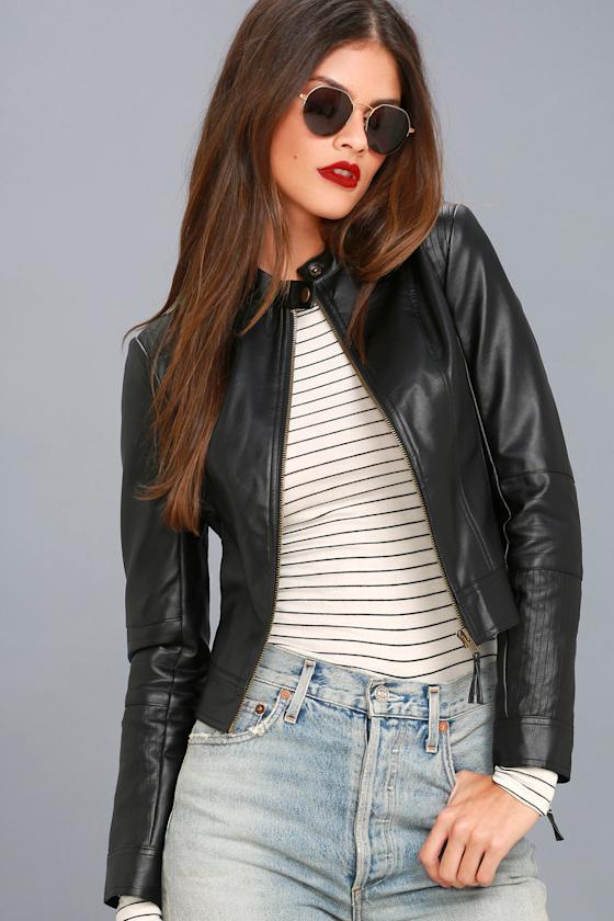 Don't Hold Back Black Vegan Leather Moto Jacket 1