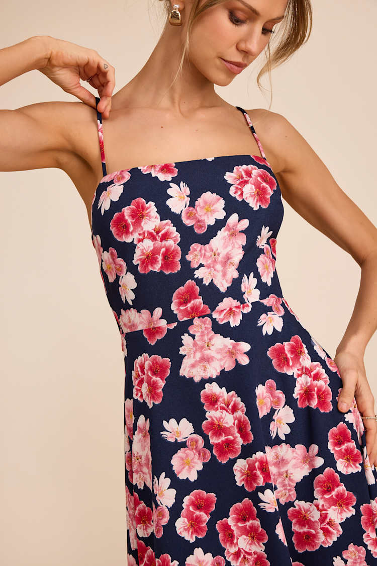 lulus april floral chiffon fit & flare midi dress Women's Chiffon Midi Dress- Yellow Flower Print Dress- Women's Conservative  Dresses – Juliana's Boutique main image 0