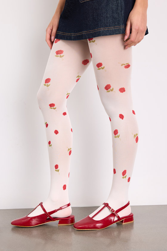 Bare Contour™ White Rosette Sheer Tights 1