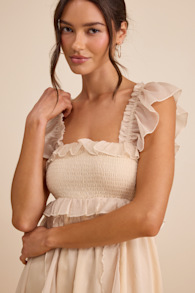 Wisteria Ivory Ruffled Smocked Maxi Dress 1