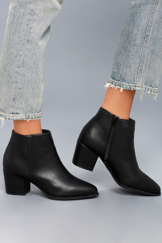 Cute Black Ankle Booties - Vegan Booties - High Heel Booties - Lulus