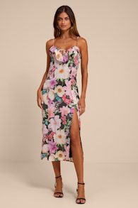 Kayla Black Multi Floral Ruffled Midi Dress 2