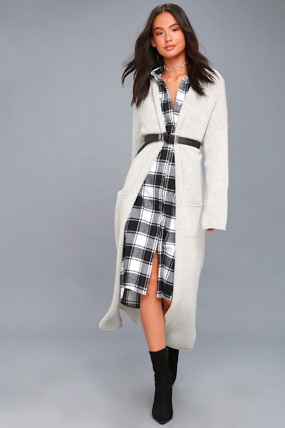 Sequoia Park Black and White Plaid Flannel Shirt Dress 2