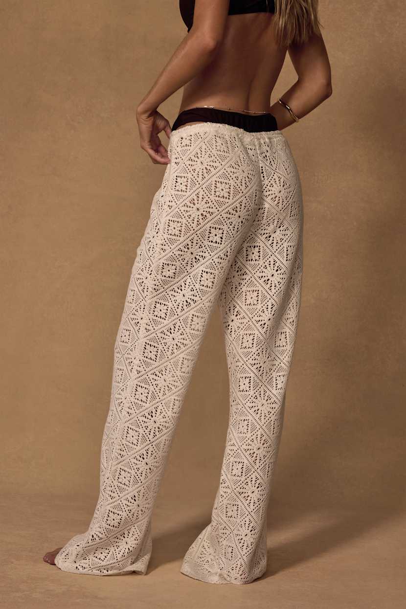 Jetsetter Cream Crochet Swim Cover-Up Pants