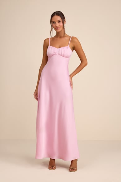 knee length dresses for ladies Zapaka Women Sparkly Pink Prom Dress with Slit Mermaid Lace-Up Back Party Dress, Pink / US8