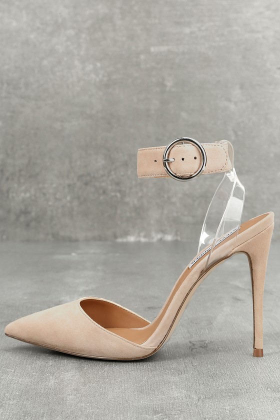Diva Blush Suede Leather Lucite Heels