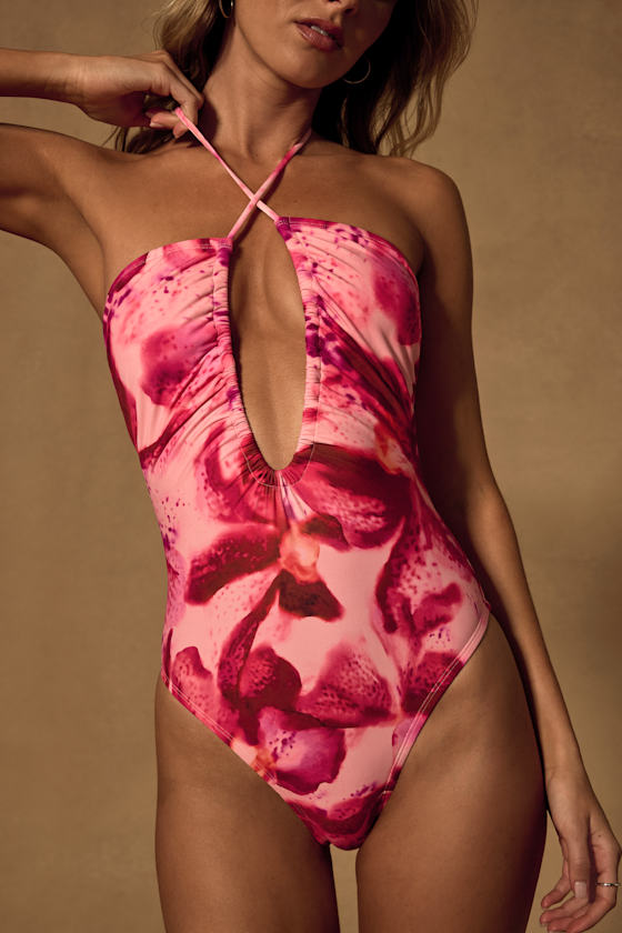 Daniela Pink Floral One-Piece Swimsuit - thumbnail 4