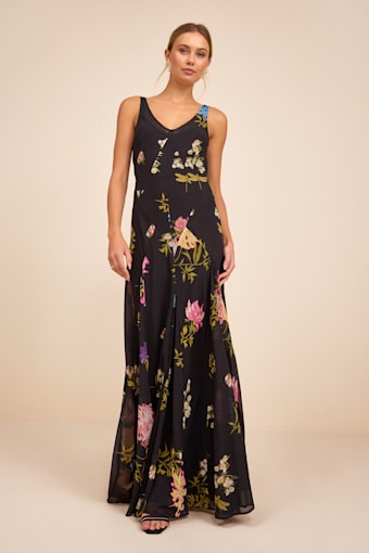 Ziyana Black Multi Floral Sleeveless Maxi Dress 1