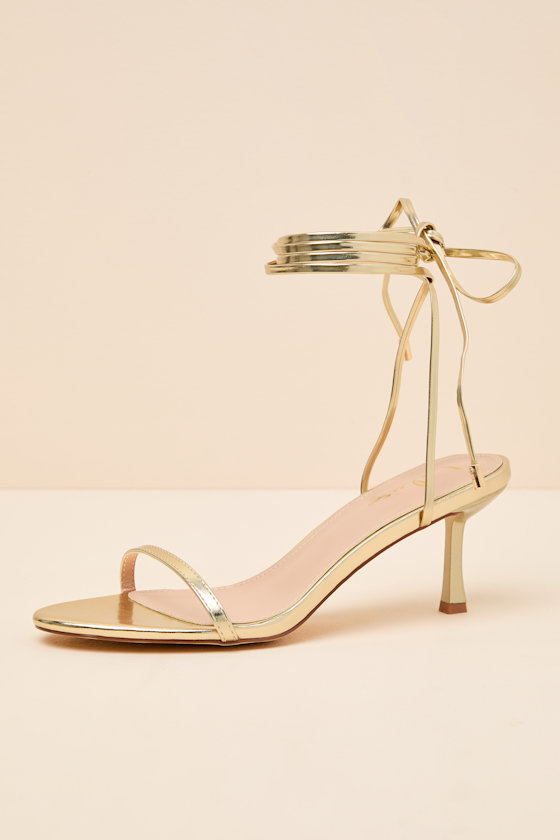 Sharlee Gold Lace-Up High Heel Sandals - thumbnail 2