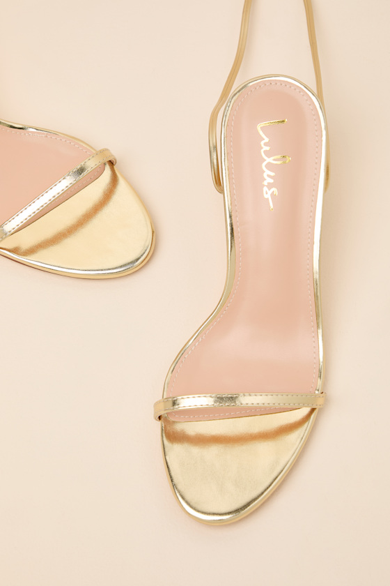 Sharlee Gold Lace-Up High Heel Sandals - thumbnail 4