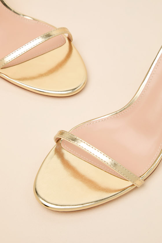 Sharlee Gold Lace-Up High Heel Sandals - thumbnail 5