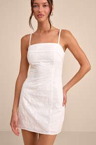 Canella White Embroidered Tie-Back Mini Dress 1
