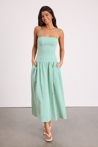 LUL2503100: GREEN/ CREAM GINGHAM 1