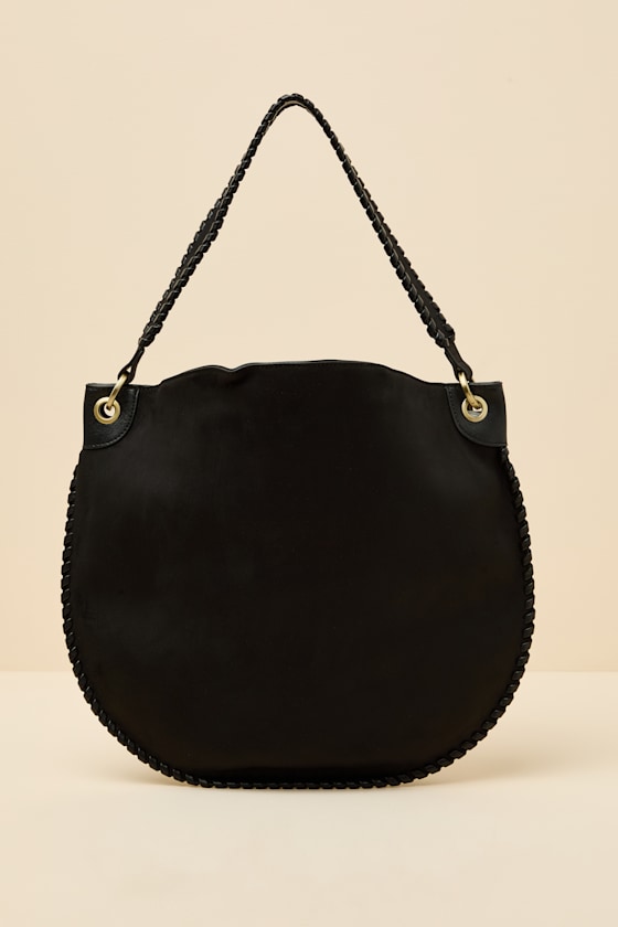 Piper Black Suede Round Shoulder Bag 1