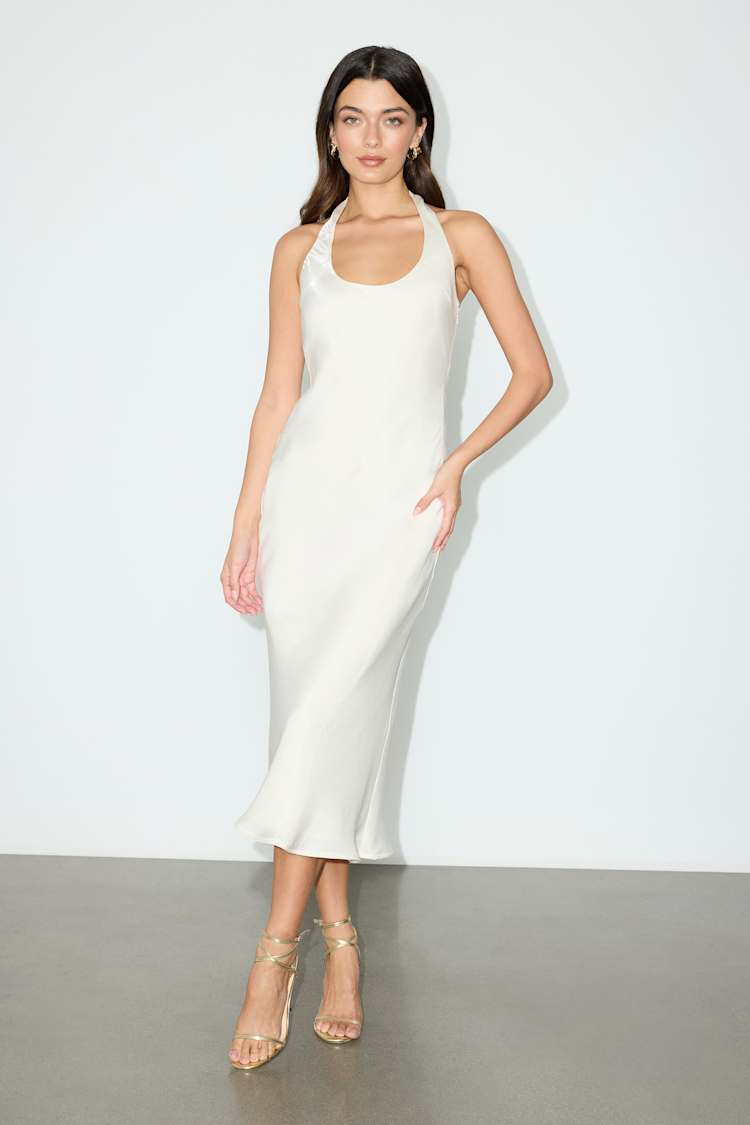 Ivory Halter Midi Dress - Scoop Neck Midi Dress - Backless Dress - Lulus Ivory Halter Midi Dress - Scoop Neck Midi Dress - Backless Dress - Lulus