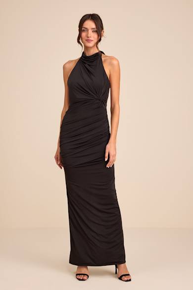 black flowy sleeve dress Keep It Up Black Puff Sleeve Maxi Dress, Large - The Mint Julep Boutique main image 1