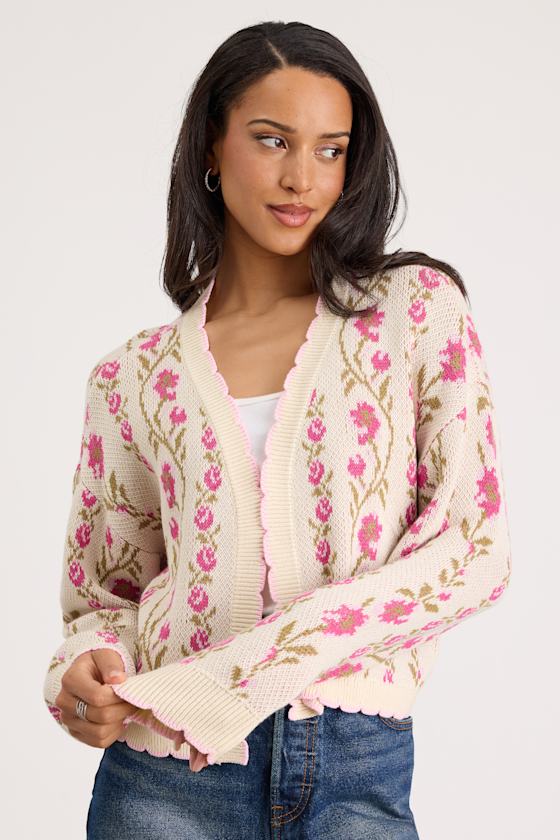 トップス CLANE FLORIST OPAL CARDIGAN Blue Blush Floral Embroidered Cardigan – Franklin Sunset