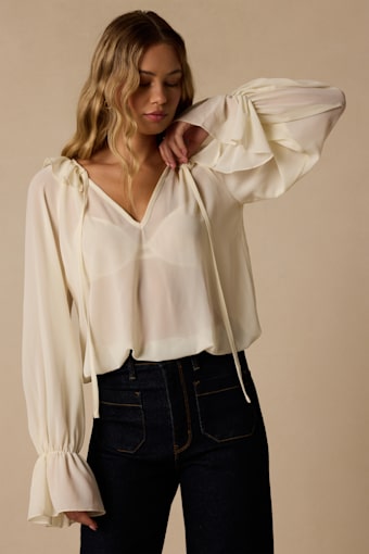 Florencia Ivory Ruffled Long Sleeve Top 1