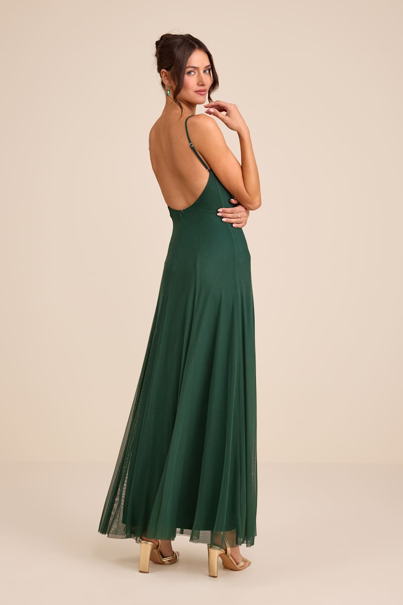 green emerald velvet dress PALOMA ONE SHOULDER RUCHED MESH BODYCON MAXI DRESS main image 1